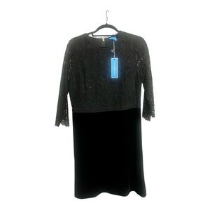 Draper James Black Lace and Velvet A Line Dress, Size 10, NWT
